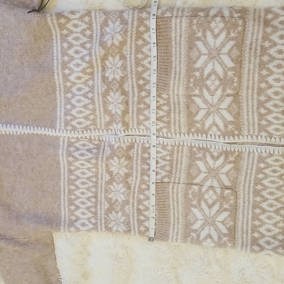 NWT Aspen Cozy Hooded Fairisle Duster Cardigan, size XS, oatmel/white - Picture 10 of 13